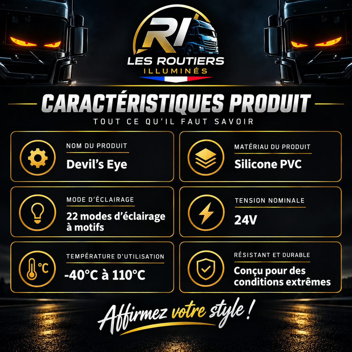 Bande LED Devil's Eye 24V - Éclairage Cabine Camion