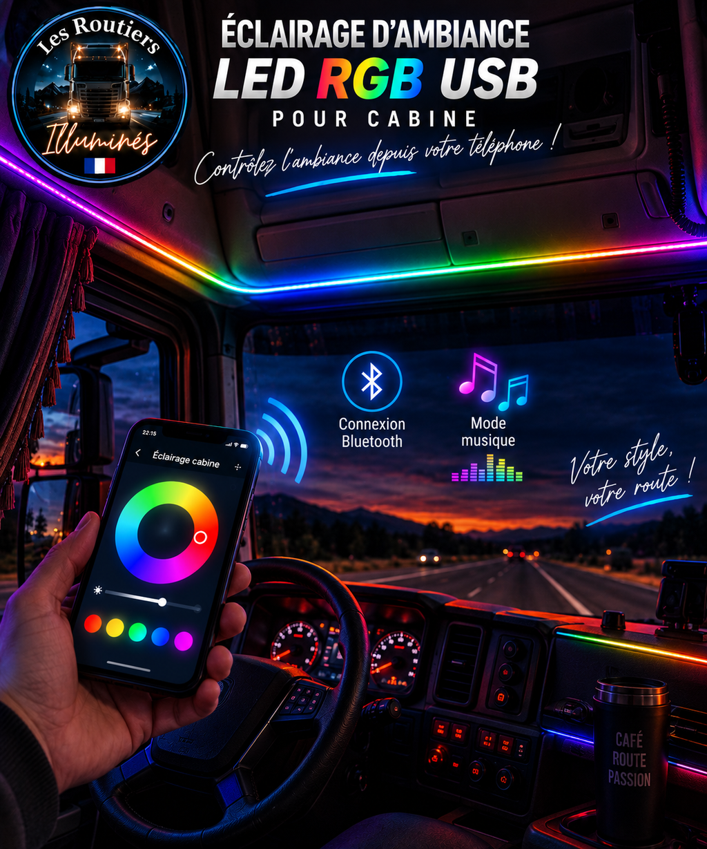 Éclairage d'ambiance LED RGB USB pour cabine