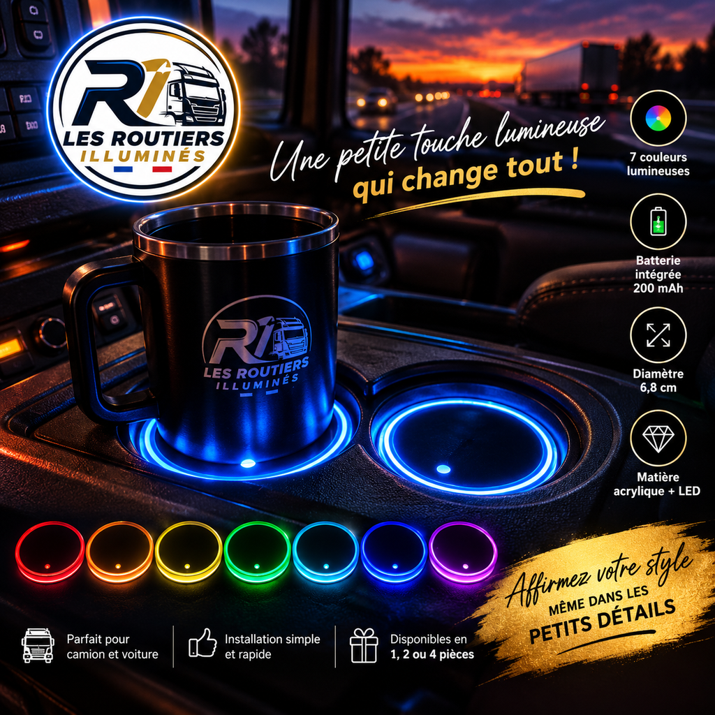 Dessous de verre LED rechargeable USB - Camion et Voiture